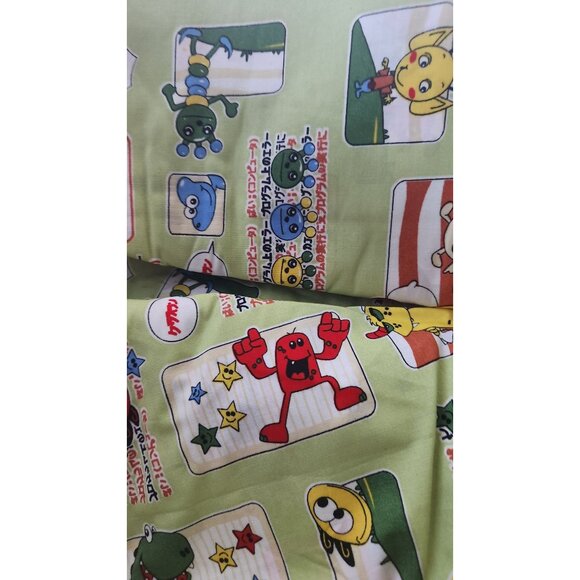 Material Green Cotton Happy Monsters Cartoon blocks 8 yards of 45" Cotton Fabr - Picture 7 of 16